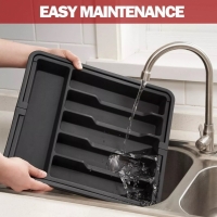 Organizator sertar pentru tacamuri, extensibil, 38 x 33/57 cm, negru, Vivo WK005